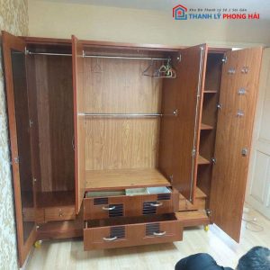 Tủ Quần Áo 4 Cánh Cũ Họa Tiết Caro