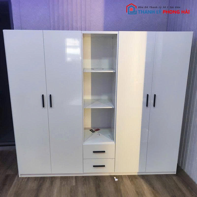 tu-quan-ao-4-canh-cu-kem-ke-giua-1 Tủ Quần Áo 4 Cánh Cũ Kèm Kệ Giữa