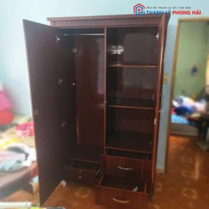 Tủ Quần Áo Gỗ 2 Cánh 1m13 Cũ Có Gương