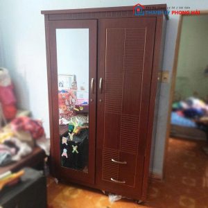 Tủ Quần Áo Gỗ 2 Cánh 1m13 Cũ Có Gương
