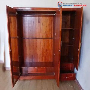 Tủ Quần Áo Gỗ Tự Nhiên Cũ 3 Cánh
