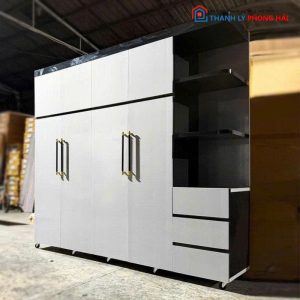 Tủ Quần Áo Nhựa 4 Cánh Kèm Kệ Trưng Bày Mới 99%