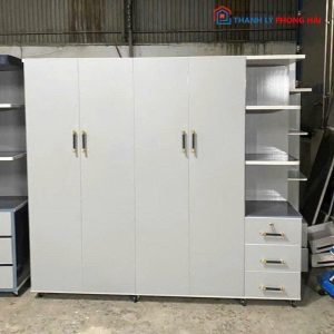 Tủ Quần Áo Nhựa 4 Cánh Kèm Kệ Trưng Bày Mới 99%