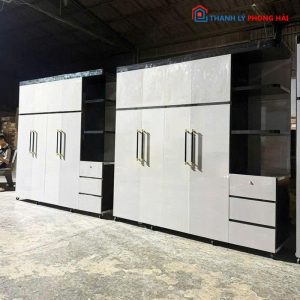 Tủ Quần Áo Nhựa 4 Cánh Kèm Kệ Trưng Bày Mới 99%