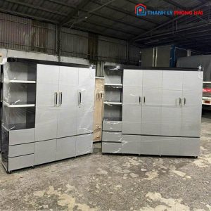 Tủ Quần Áo Nhựa 4 Cánh Kèm Kệ Trưng Bày Mới 99%