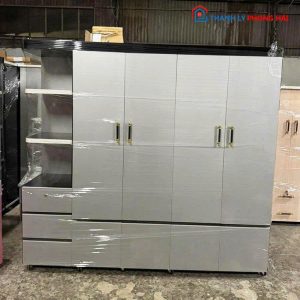 Tủ Quần Áo Nhựa 4 Cánh Kèm Kệ Trưng Bày Mới 99%