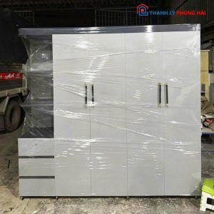 Tủ Quần Áo Nhựa 4 Cánh Kèm Kệ Trưng Bày Mới 99%