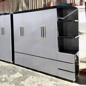 Tủ Quần Áo Nhựa 4 Cánh Kèm Kệ Trưng Bày Mới 99%