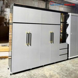 Tủ Quần Áo Nhựa 4 Cánh Kèm Kệ Trưng Bày Mới 99%