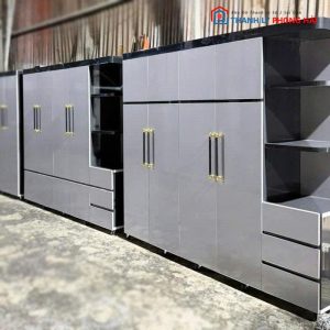 Tủ Quần Áo Nhựa 4 Cánh Kèm Kệ Trưng Bày Mới 99%