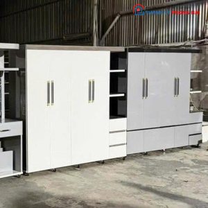Tủ Quần Áo Nhựa 4 Cánh Kèm Kệ Trưng Bày Mới 99%