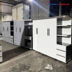 Tủ Quần Áo Nhựa 4 Cánh Kèm Kệ Trưng Bày Mới 99%