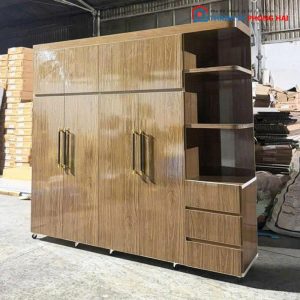 Tủ Quần Áo Nhựa 4 Cánh Kèm Kệ Trưng Bày Mới 99%