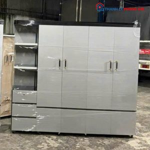 Tủ Quần Áo Nhựa 4 Cánh Kèm Kệ Trưng Bày Mới 99%