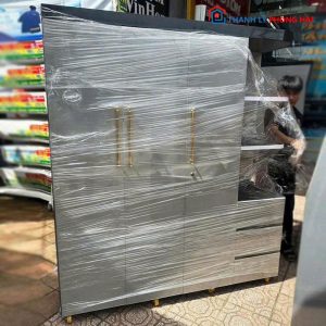 Tủ Quần Áo Nhựa Đài Loan 3 Cánh Kèm Kệ Mới 99%