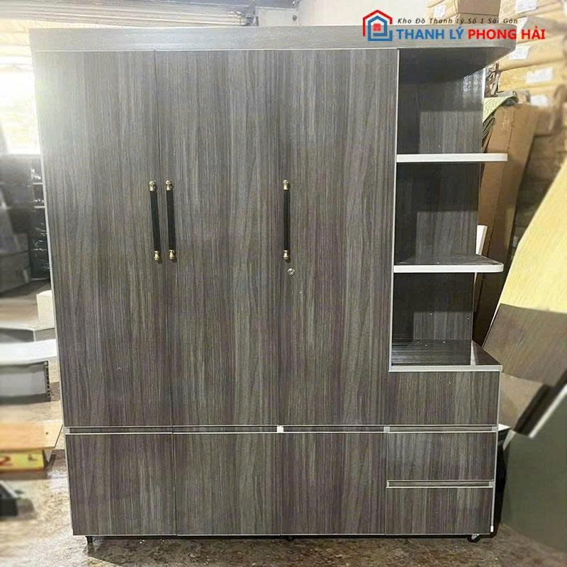 tu-quan-ao-nhua-dai-loan-3-canh (16) Tủ Quần Áo Nhựa Đài Loan 3 Cánh Kèm Kệ Mới 99%