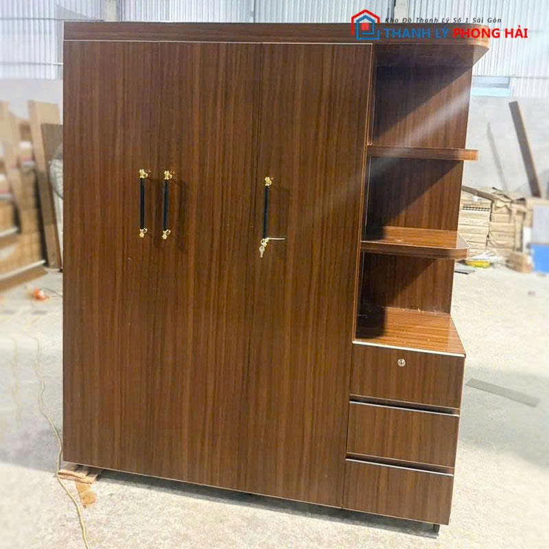 tu-quan-ao-nhua-dai-loan-3-canh (18) Tủ Quần Áo Nhựa Đài Loan 3 Cánh Kèm Kệ Mới 99%