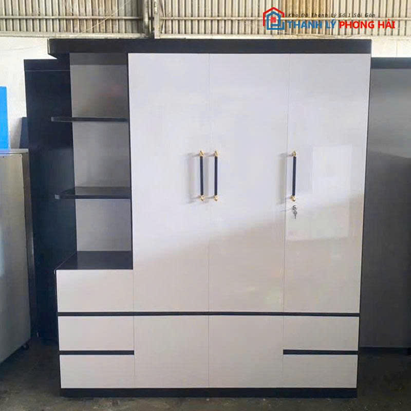 tu-quan-ao-nhua-dai-loan-3-canh (22) Tủ Quần Áo Nhựa Đài Loan 3 Cánh Kèm Kệ Mới 99%