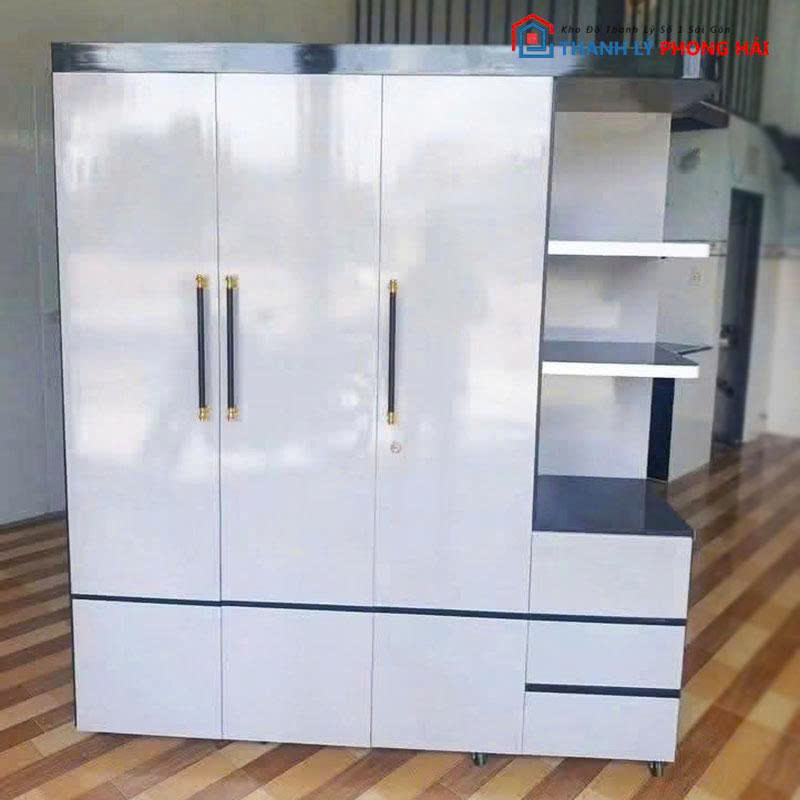 tu-quan-ao-nhua-dai-loan-3-canh (3) Tủ Quần Áo Nhựa Đài Loan 3 Cánh Kèm Kệ Mới 99%