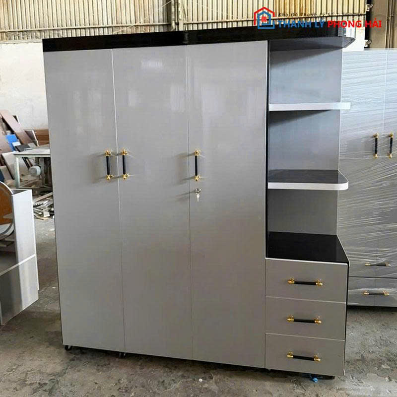 tu-quan-ao-nhua-dai-loan-3-canh (8) Tủ Quần Áo Nhựa Đài Loan 3 Cánh Kèm Kệ Mới 99%
