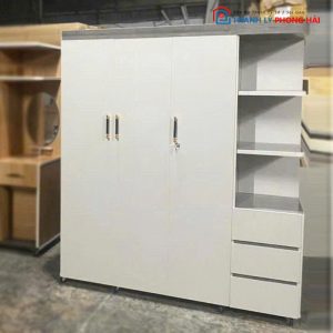 Tủ Quần Áo Nhựa Đài Loan 3 Cánh Kèm Kệ Mới 99%