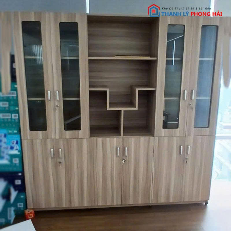 tu-trung-bay-tich-hop-tu-ho-so-3 Tủ Trưng Bày Tích Hợp Tủ Hồ Sơ Kính Gỗ MDF Cũ