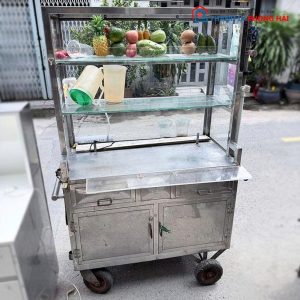 Xe Bán Hàng Inox Take Away Cũ Có Kính
