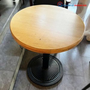 Bàn Cafe Cũ Chân Gang Đúc Mặt Gỗ