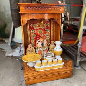 Bàn Thờ Ông Địa Thần Tài Gỗ Kèm Phụ Kiện Cũ