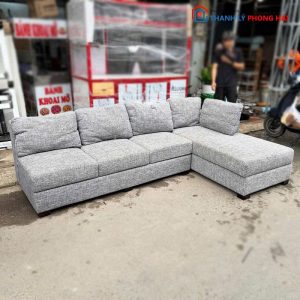 Băng Sofa Góc L Bọc Nỉ Xám Cũ