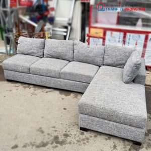 Băng Sofa Góc L Bọc Nỉ Xám Cũ