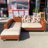 Băng Sofa Góc L Bọc Vải Phối Da Cũ