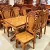 Bộ Bàn Ăn Gỗ Gõ 6 Ghế Mới 99% Chạm Khắc Hoa Văn