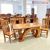 Bộ Bàn Ăn Gỗ Sồi Chân Chữ C Kép Mới 99% (Nhiều Màu)