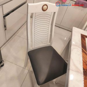 Bộ Bàn Ăn Mặt Đá 1m4 Cũ Kèm 5 Ghế Đệm Da