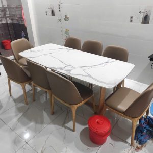 Bộ Bàn Ăn Mặt Đá 2m Kèm 8 Ghế Grace Cũ