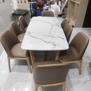 Bộ Bàn Ăn Mặt Đá 2m Kèm 8 Ghế Grace Cũ