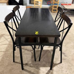 Bộ Bàn Ghế Ăn Kèm Ghế Tựa Chữ X Cũ