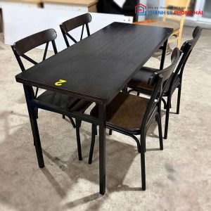 Bộ Bàn Ghế Ăn Kèm Ghế Tựa Chữ X Cũ