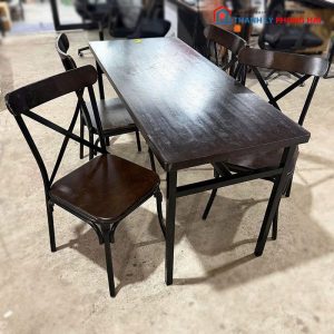 Bộ Bàn Ghế Ăn Kèm Ghế Tựa Chữ X Cũ