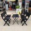 Bộ Bàn Ghế Cafe Cũ Màu Đen Thiết Kế Xếp Gọn