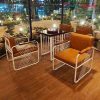 Bộ Bàn Ghế Cafe Khung Sắt Bọc Da Mới 99%