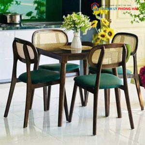 Bộ Bàn Ghế Cafe Mắt Cáo Gỗ Mới 99%