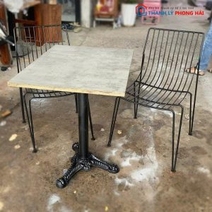 Bộ Bàn Ghế Cafe Sắt Dây Thiết Kế Đơn Giản Cũ