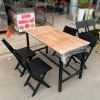 Bộ Bàn Ghế Quán Ăn Mặt Gỗ Kèm Ghế Xếp Cũ