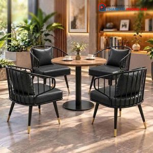 Bộ Bàn Mâm Tròn Cafe Kèm Ghế Đệm Da Mới 99% (Nhiều Màu)