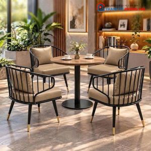 Bộ Bàn Mâm Tròn Cafe Kèm Ghế Đệm Da Mới 99% (Nhiều Màu)