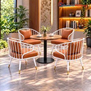 Bộ Bàn Mâm Tròn Cafe Kèm Ghế Đệm Da Mới 99% (Nhiều Màu)