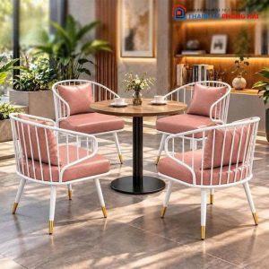 Bộ Bàn Mâm Tròn Cafe Kèm Ghế Đệm Da Mới 99% (Nhiều Màu)