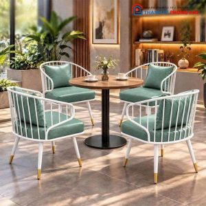 Bộ Bàn Mâm Tròn Cafe Kèm Ghế Đệm Da Mới 99% (Nhiều Màu)